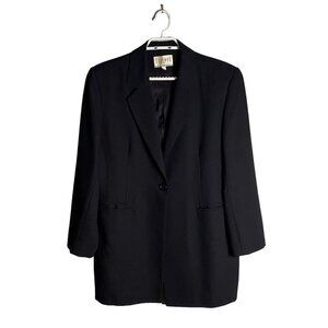 Braemar Petites by Jeremy Scott Navy Women's Single Breasted Notch Lapel Blazer